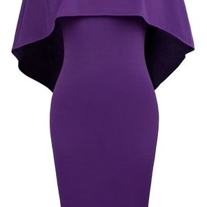 Off Shoulder Batwing Cape Slim Midi Dress